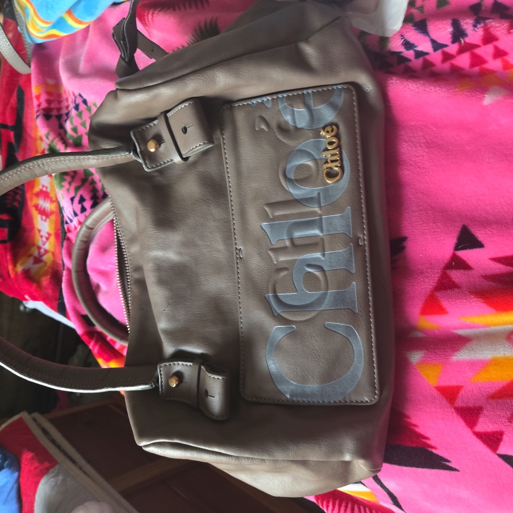 Chloe Gray Leather Tote Bag - Picture 7 of 11